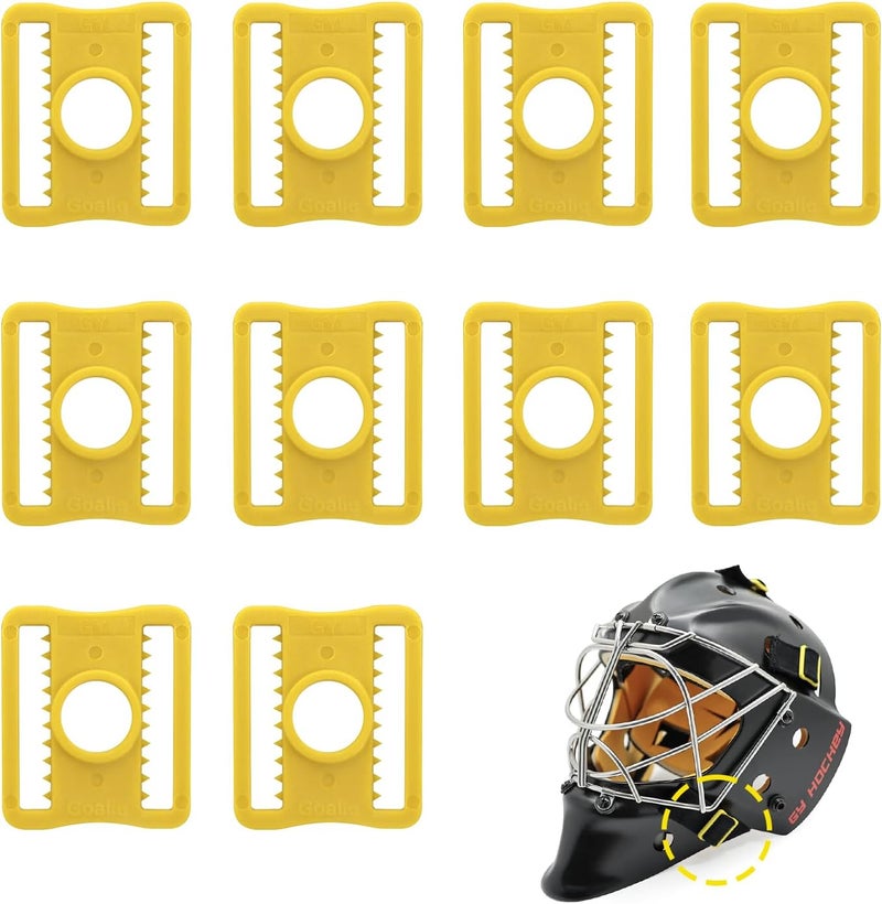 GY Hockey Goalie Mask Slider Clips 10 Pack – 3 x 2.6 cm (1.18 x 1.02 Inches) – Durable Plastic (PC) Replacement Helmet Buckles for Ice Hockey Goalie Helmets - Image 1